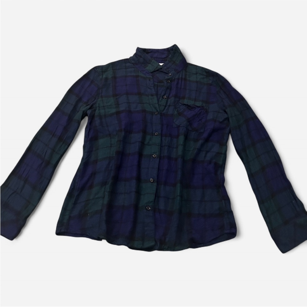 Market & Spruce Navy and Forest Green Plaid Button-Down Shirt